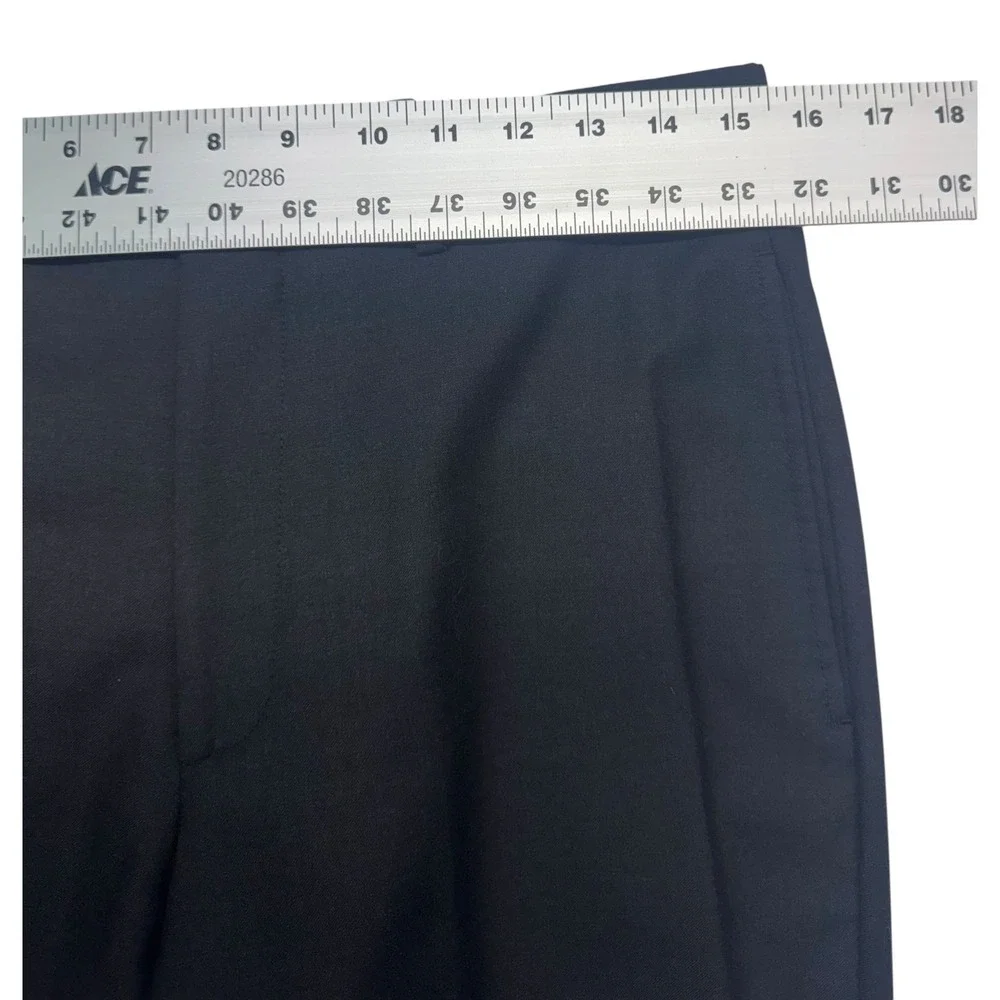 Pronto Uomo Italy 31x30 Charcoal Dress Pants Trousers Flat Front 100% Wool Mens